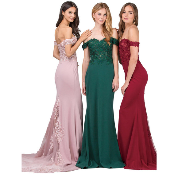 #50 Dancing Queen | Sheer Floral Embroidered Off Shoulder Prom Dress DQ-2274 - Picture 2 of 16